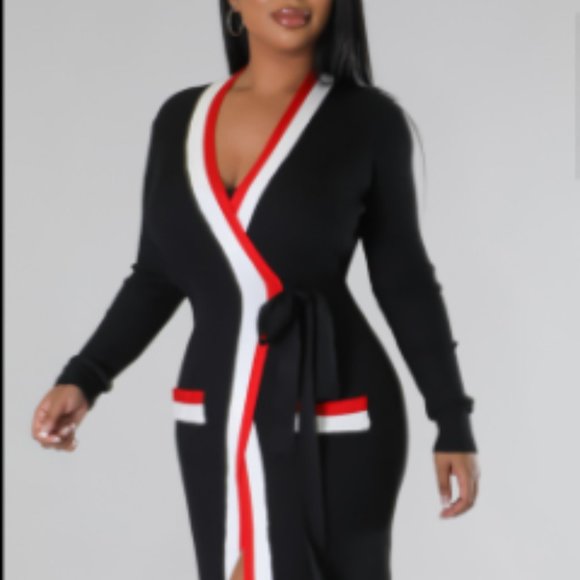 Wrapped Ribbed Long Cardigan Dress Brand New - Picture 4 of 9